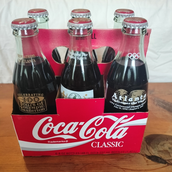 Coca Cola Other - 1996 Coca-Cola 8oz‎ ATLANTA OLYMPICS  6 Unopened Bottles-Coke